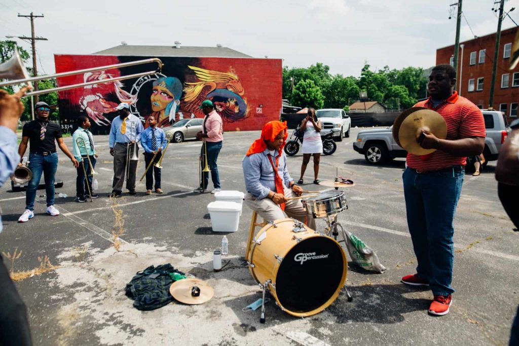 group of people doing music