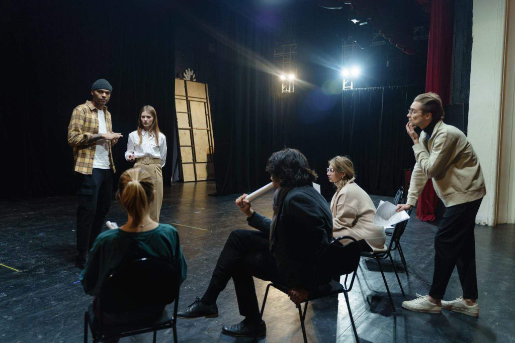 group of people talking