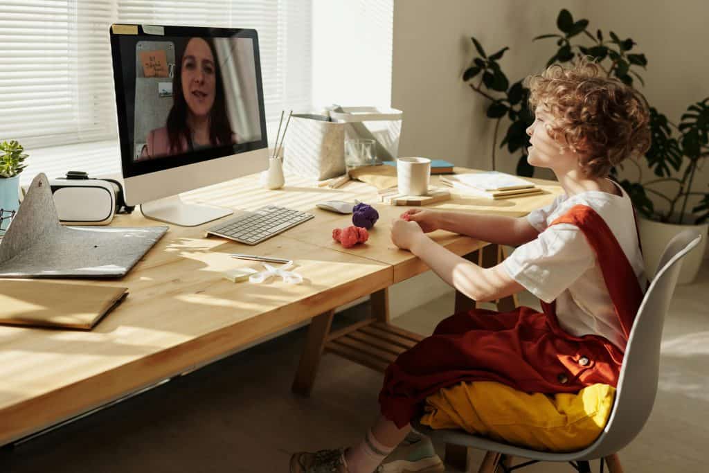 boy watching on monitor