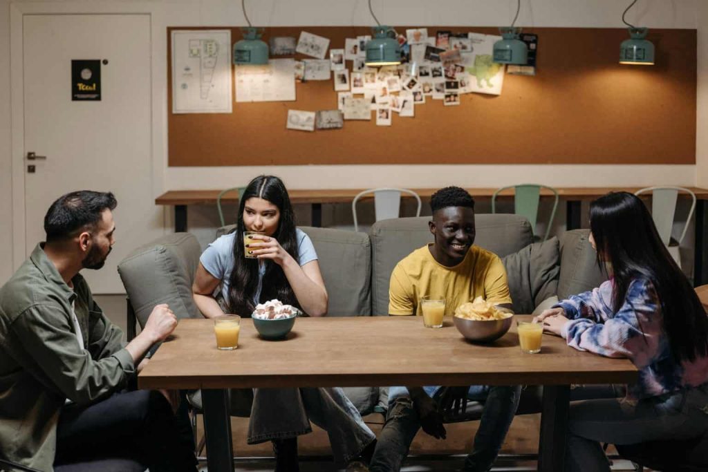 group of friends talking