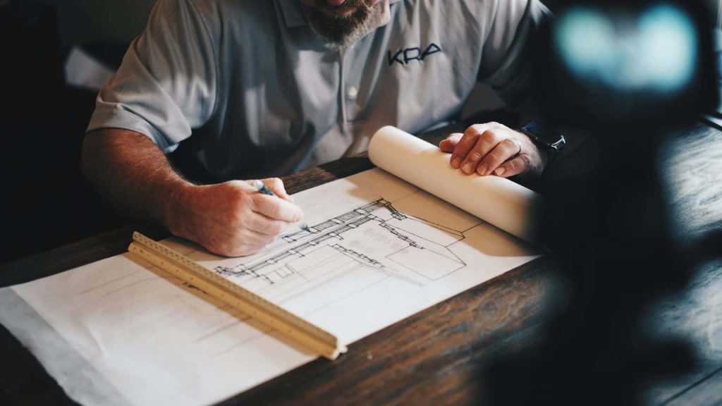 man designing an art